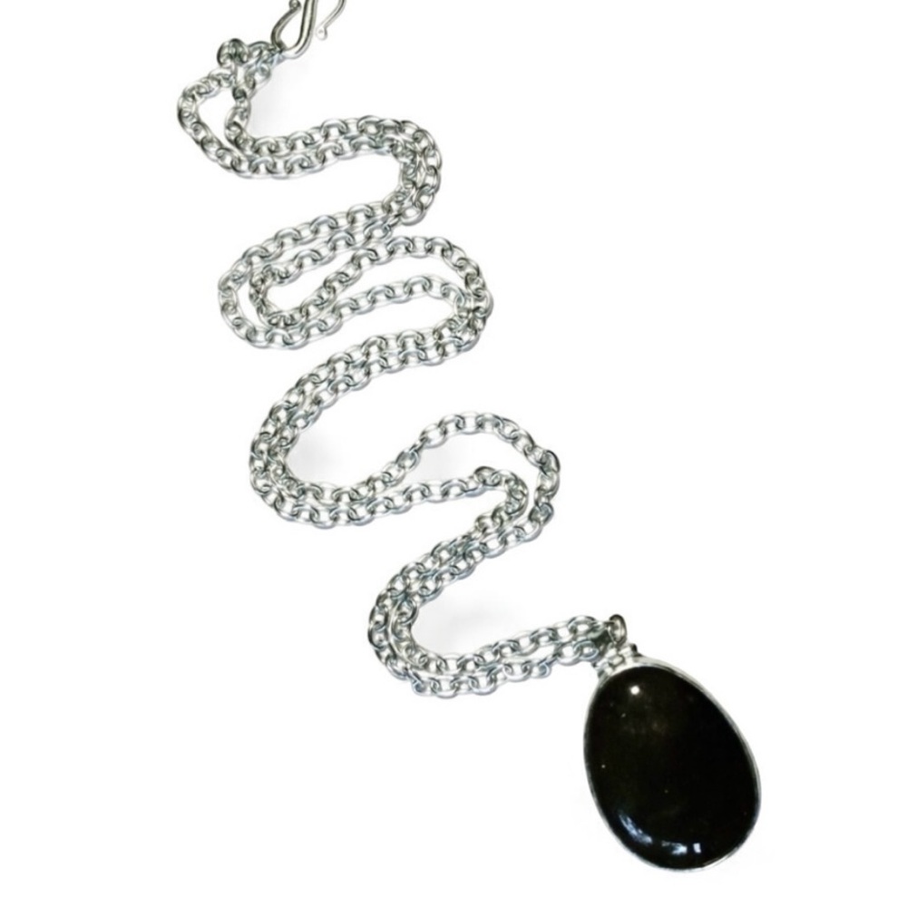 Stella & Dot 925 Silver Reversible Blue Quartz, Labradorite Pendant Necklace 34" - Picture 6 of 16